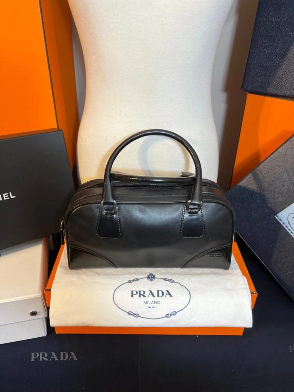 Prada Black Leather Double-Handle Satchel - Picture 7 of 12
